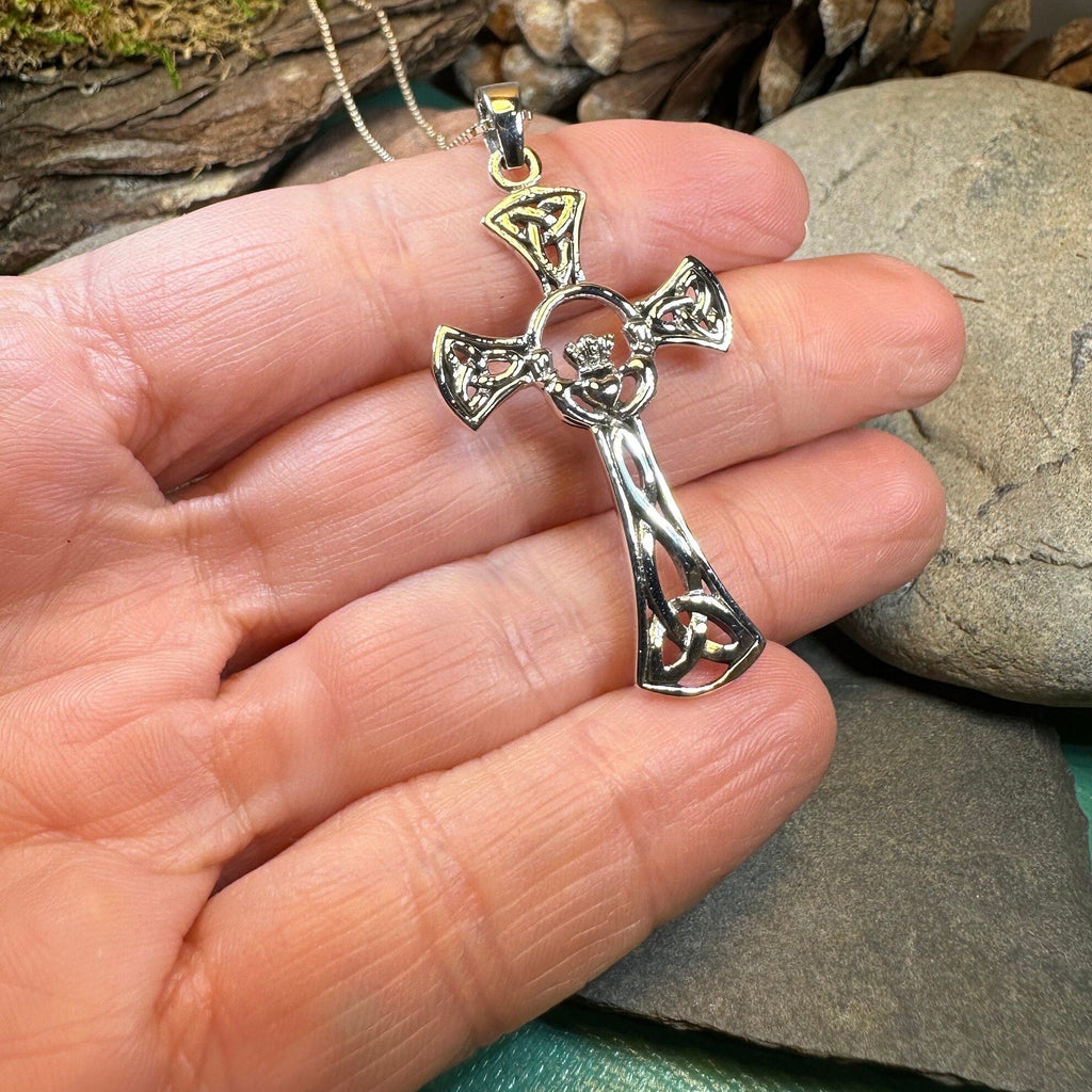 Trinity Knot Claddagh Cross Necklace