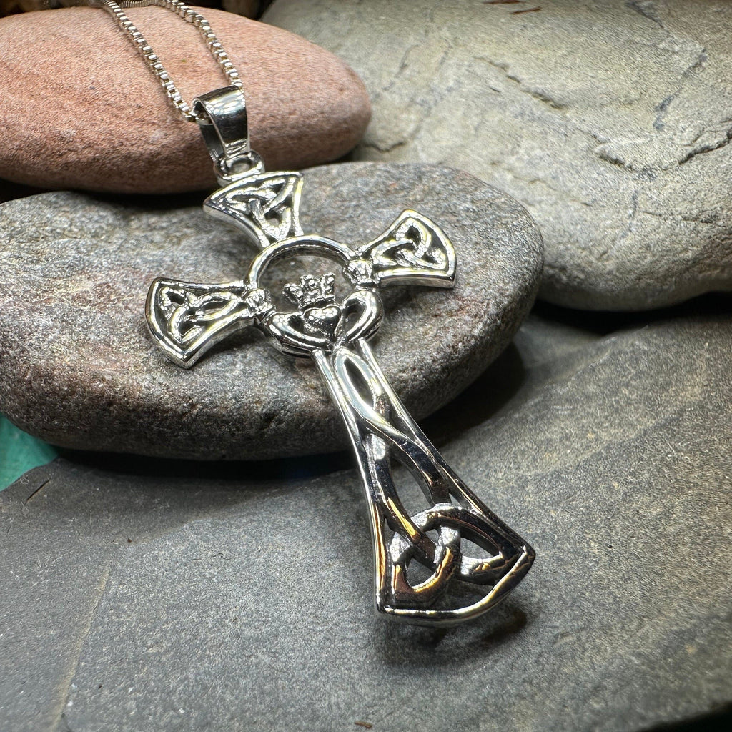 Trinity Knot Claddagh Cross Necklace