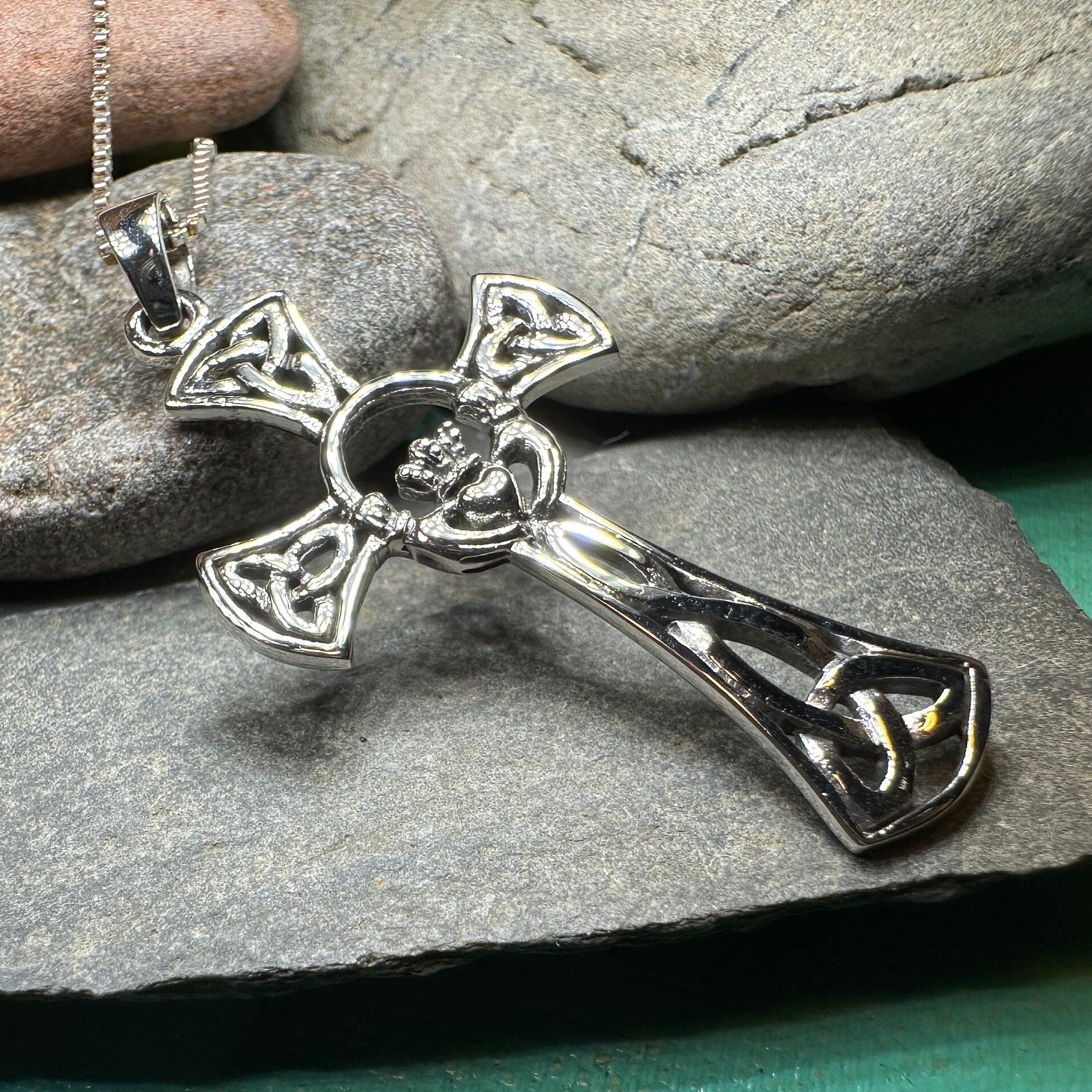 Trinity Knot Claddagh Cross Necklace