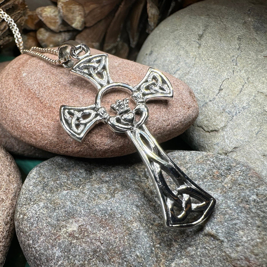 Trinity Knot Claddagh Cross Necklace