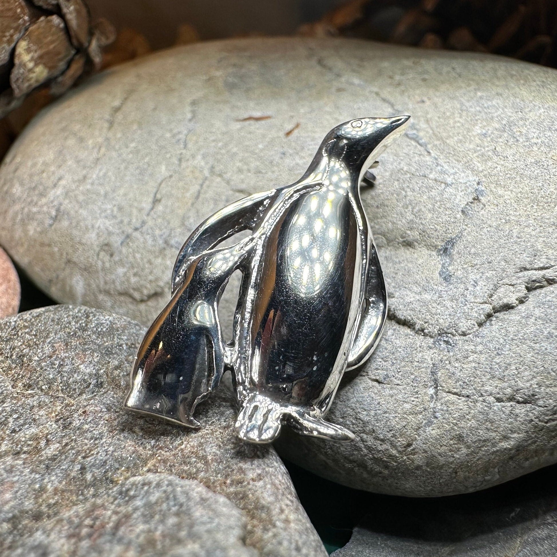 Penguin Mother & Child Brooch