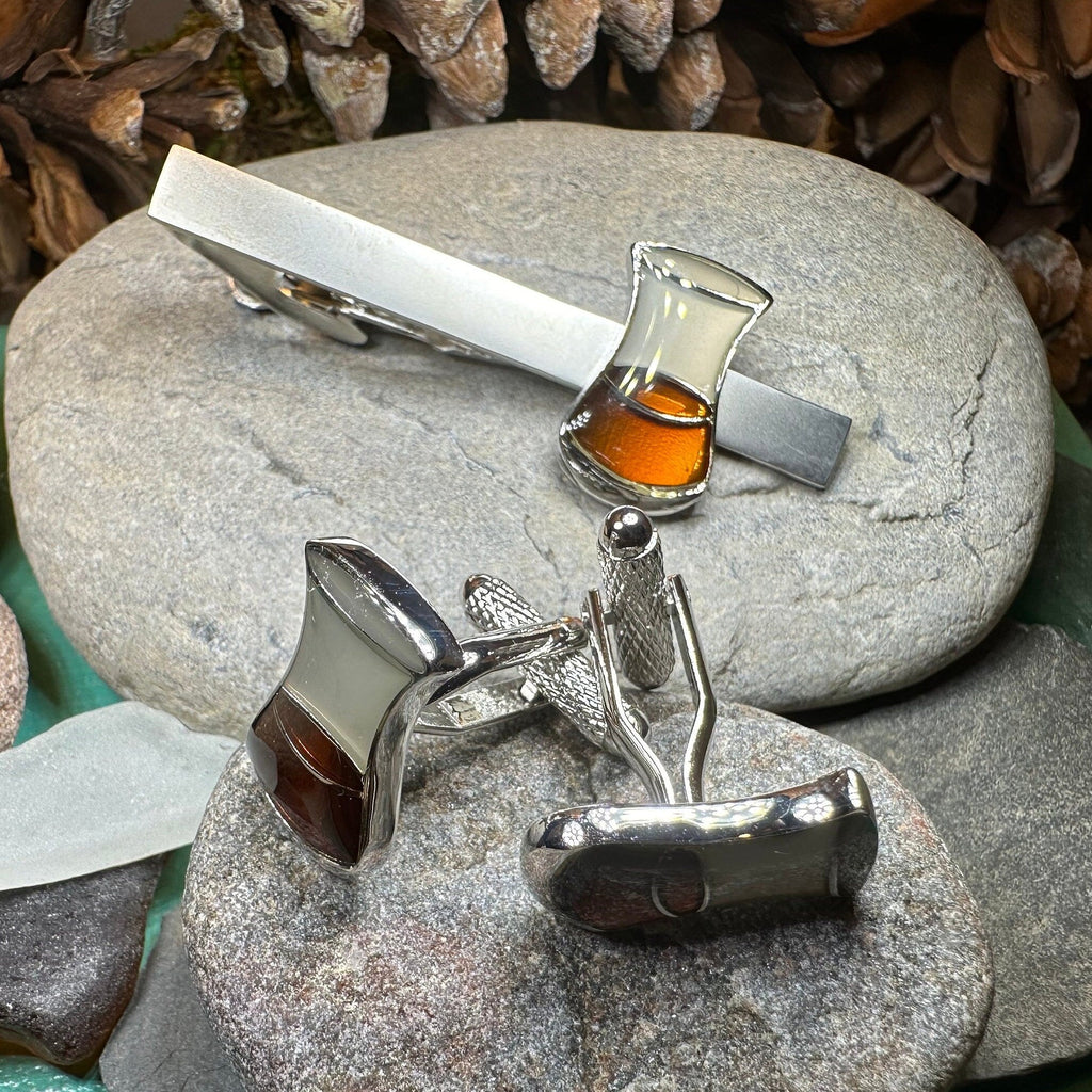 Scotch Whisky Cuff Links & Tie Clip Set