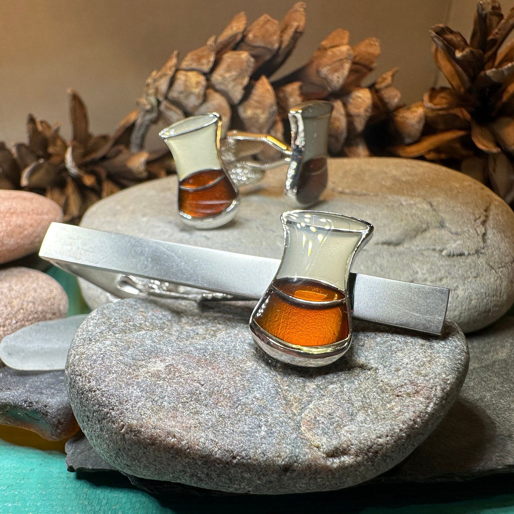 Scotch Whisky Cuff Links & Tie Clip Set
