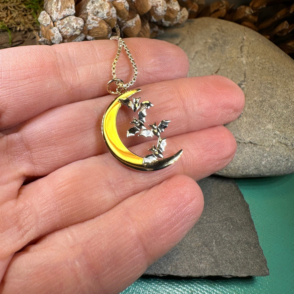Moon & Flying Bats Necklace