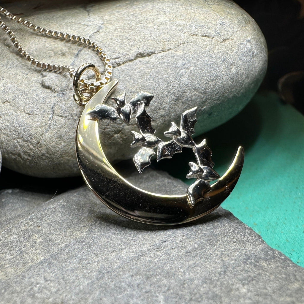 Moon & Flying Bats Necklace