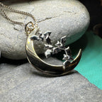Moon & Flying Bats Necklace