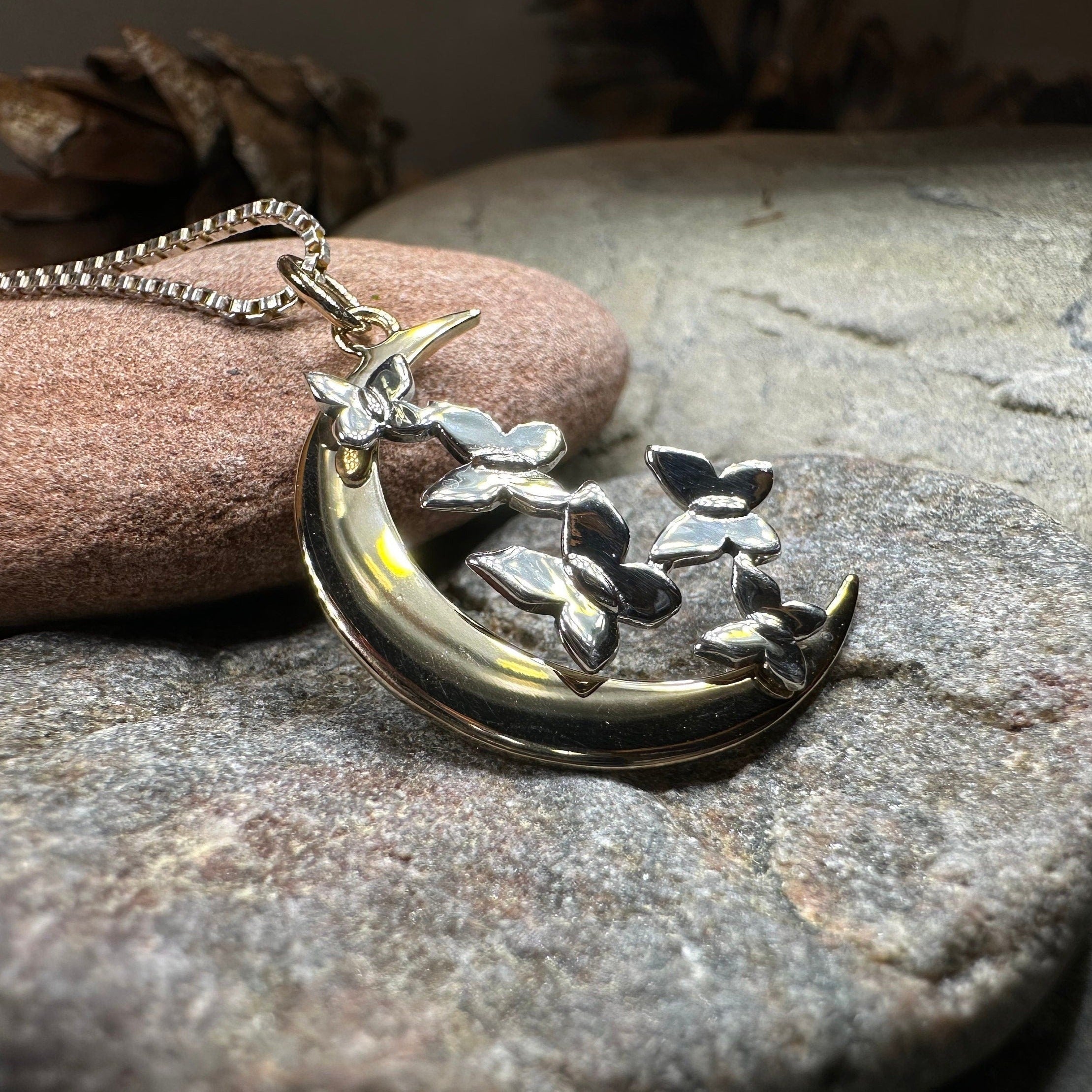 Butterfly Flight Over the Moon Necklace