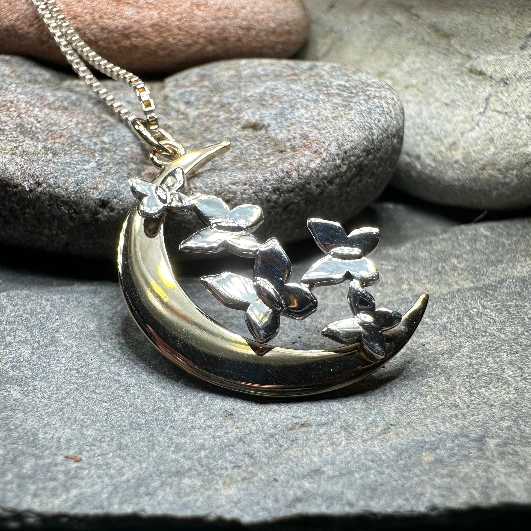 Butterfly Flight Over the Moon Necklace