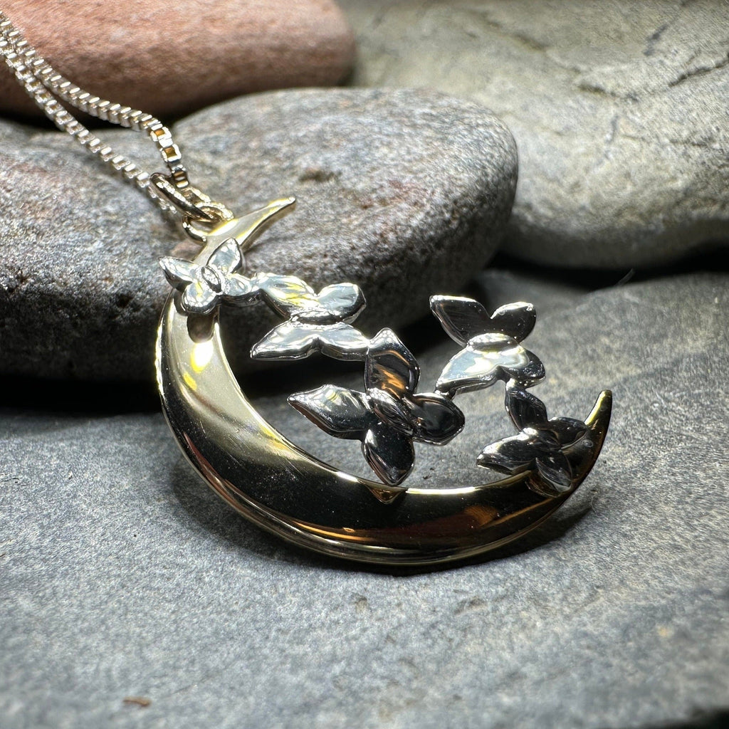Butterfly Flight Over the Moon Necklace
