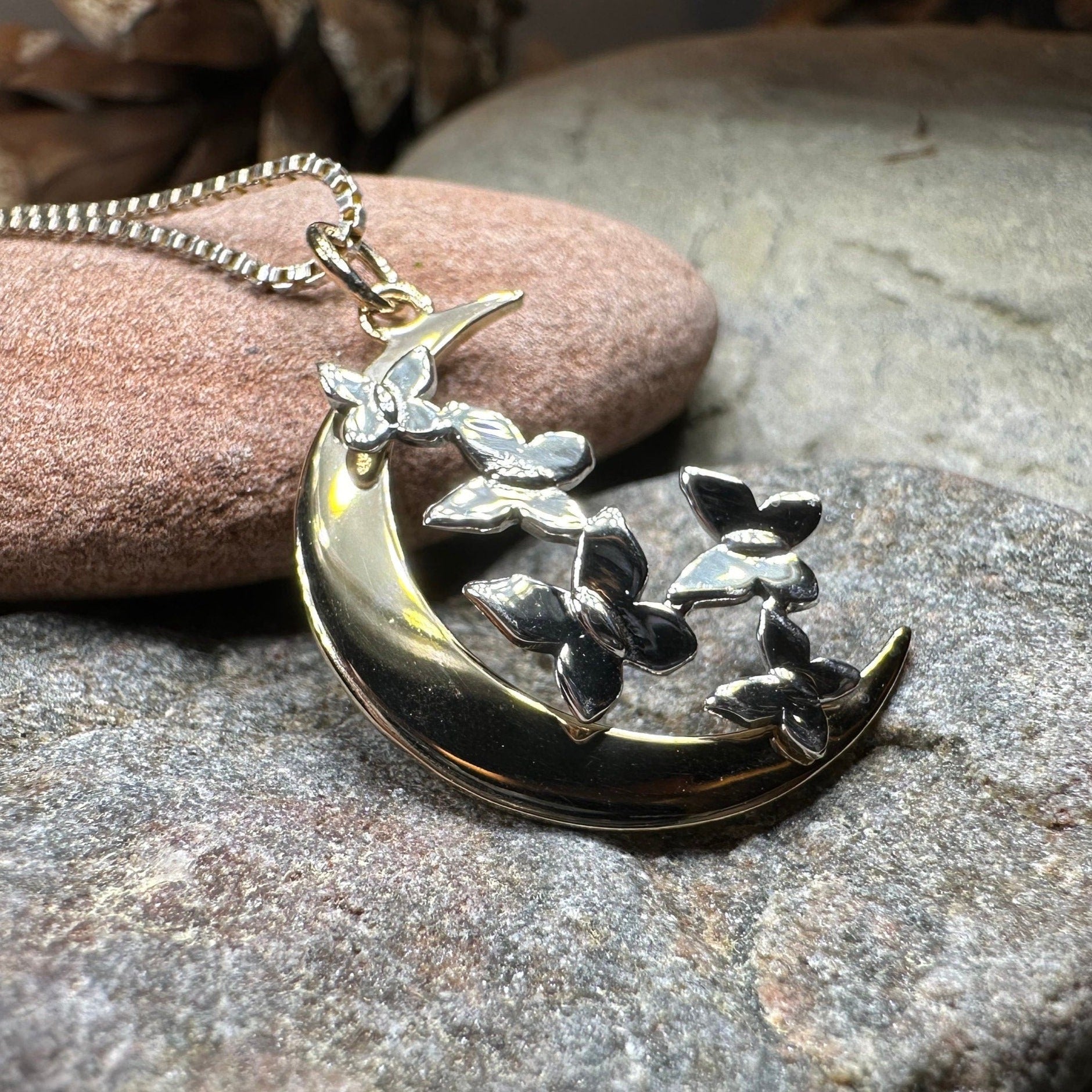 Butterfly Flight Over the Moon Necklace