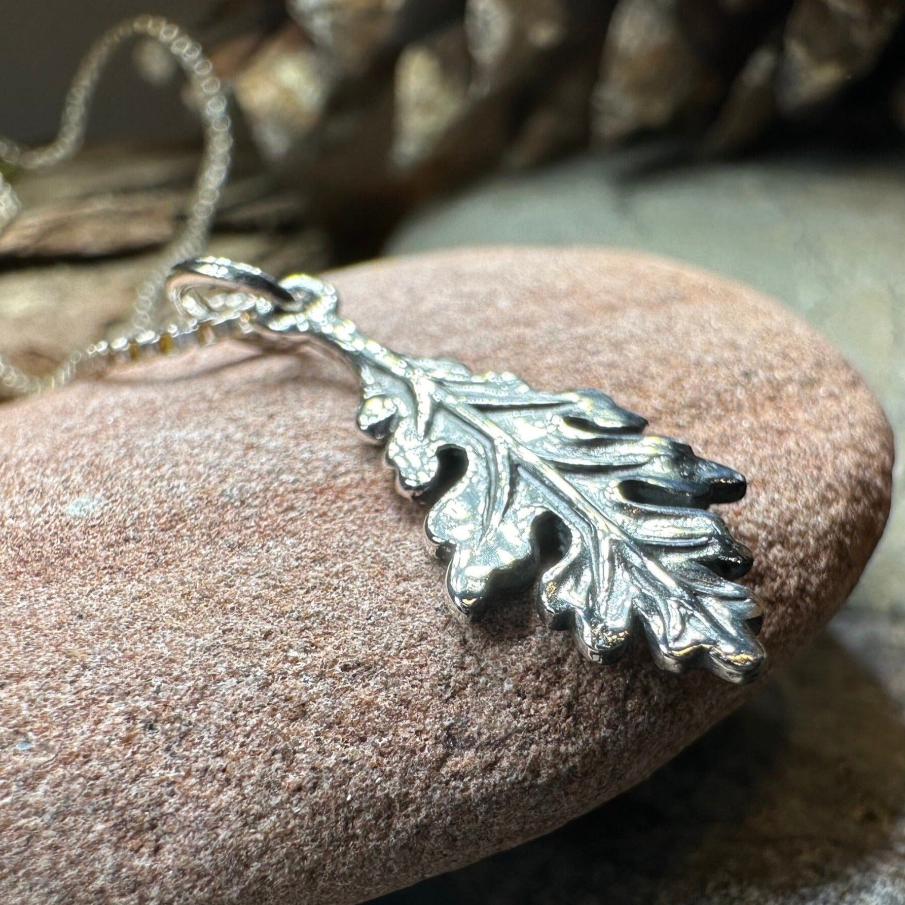 Petite Realistic Oak Leaf Necklace