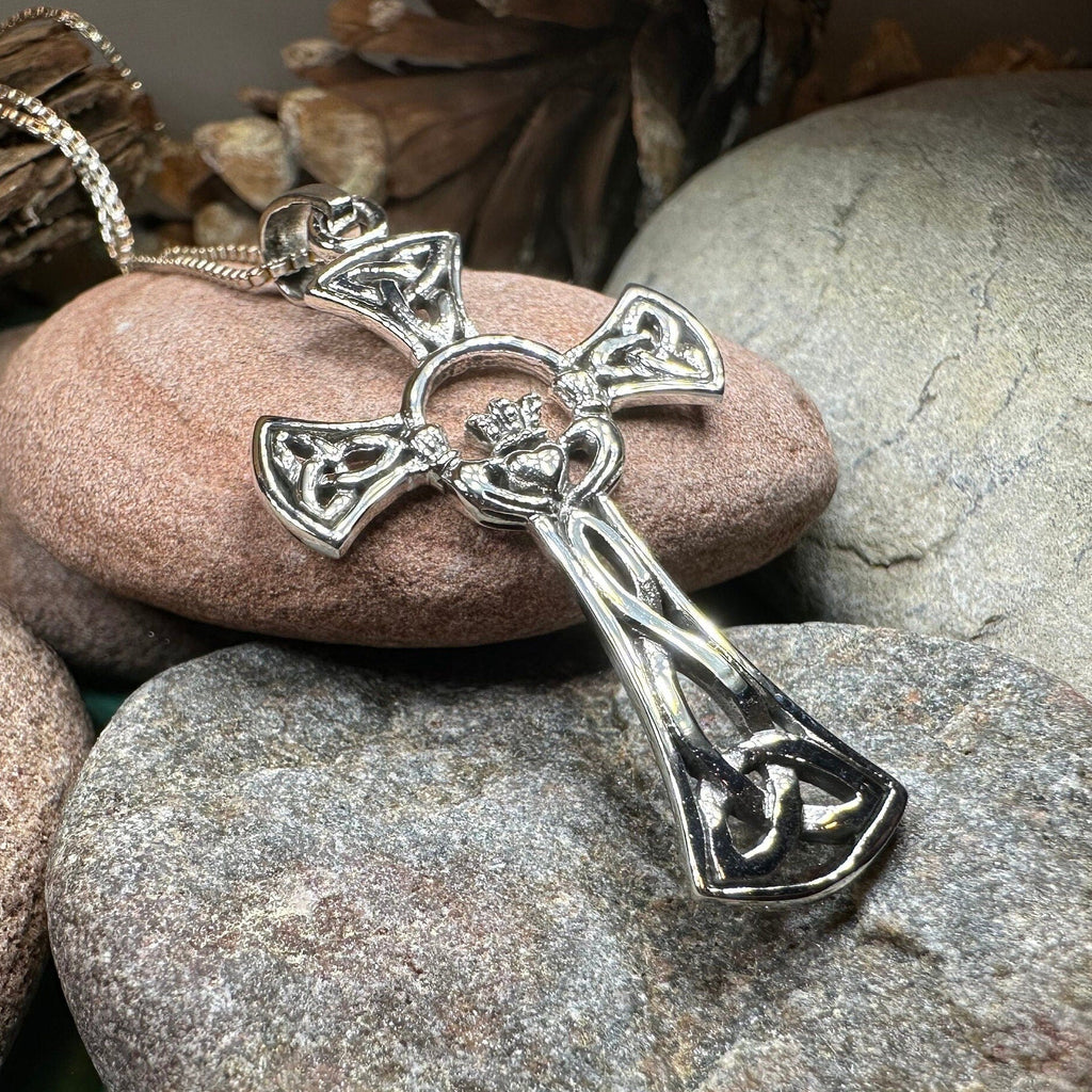 Trinity Knot Claddagh Cross Necklace
