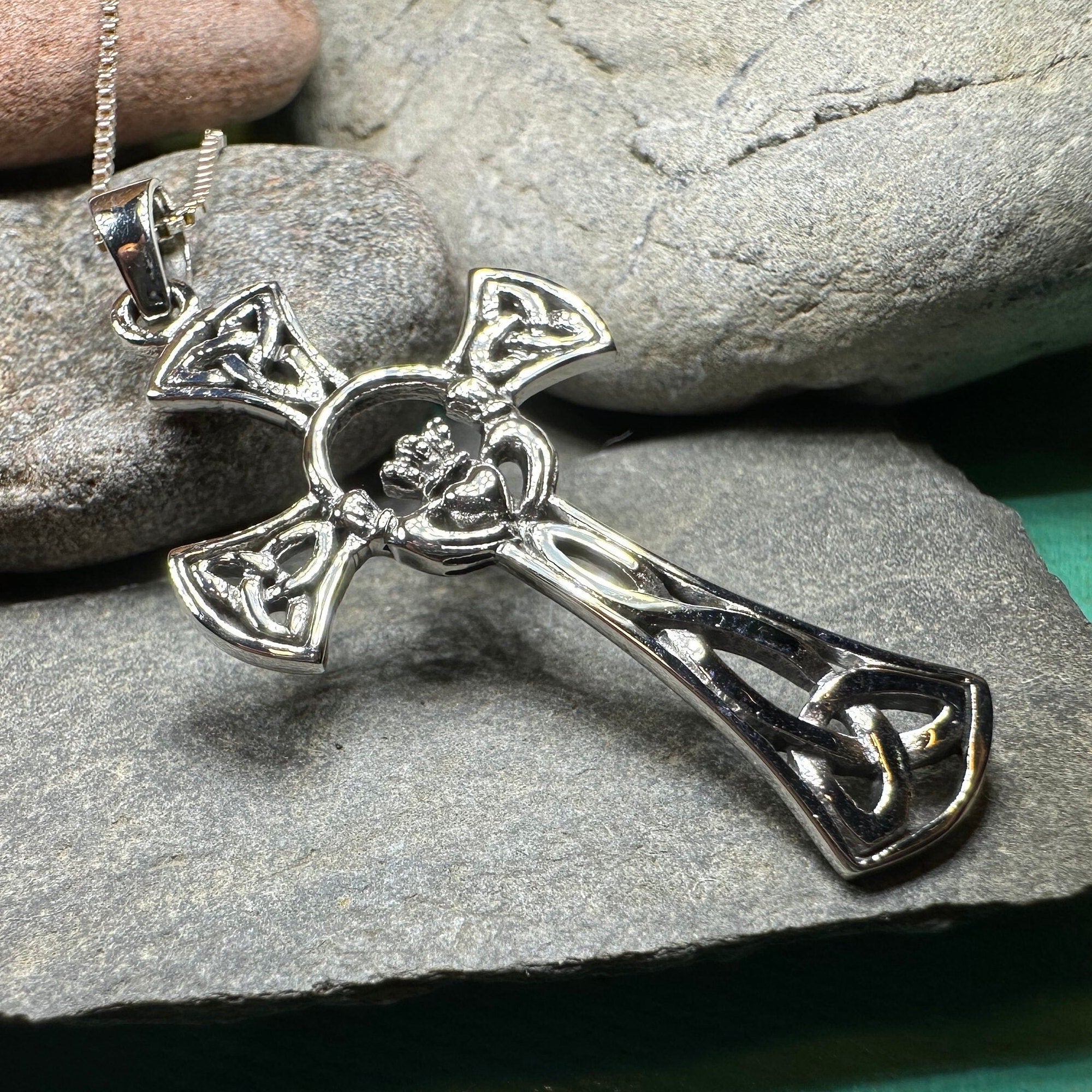 Trinity Knot Claddagh Cross Necklace