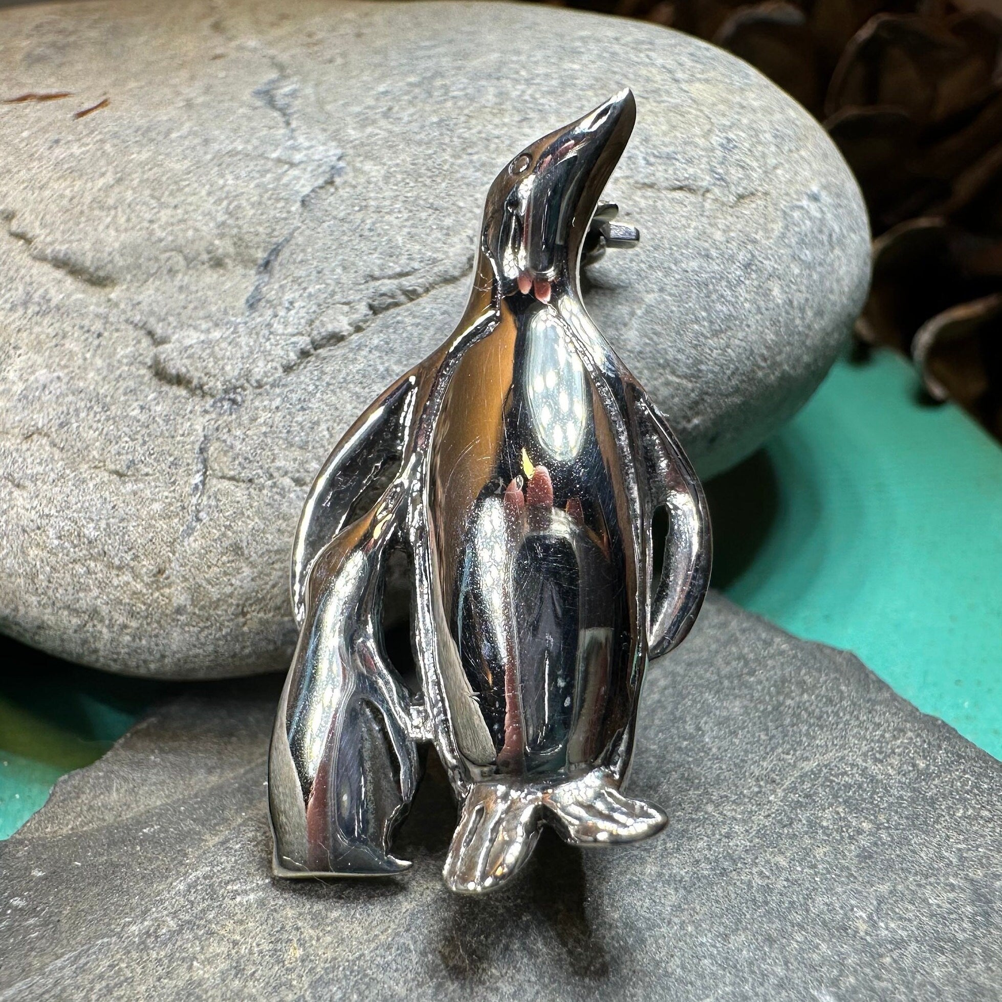 Penguin Mother & Child Brooch