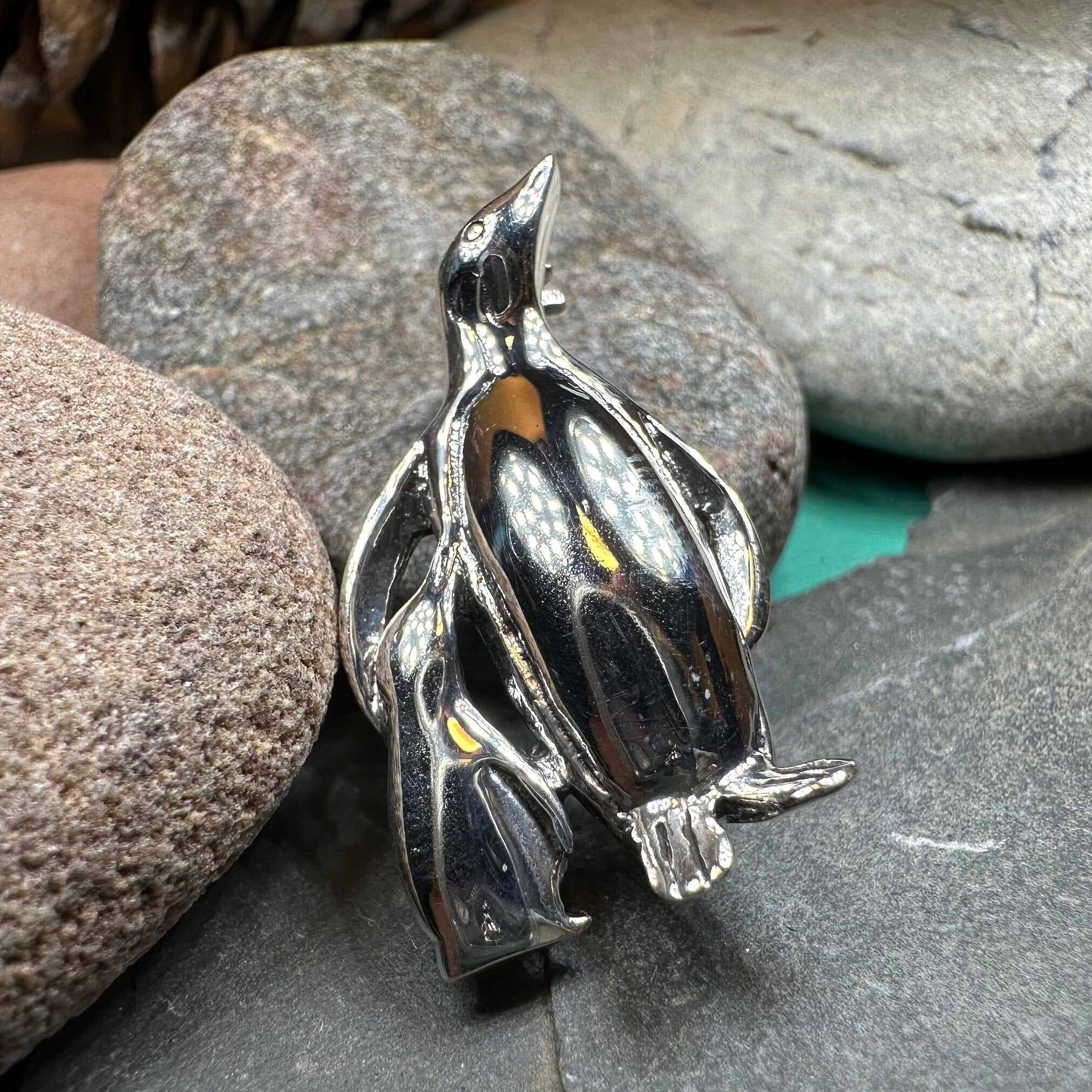 Penguin Mother & Child Brooch