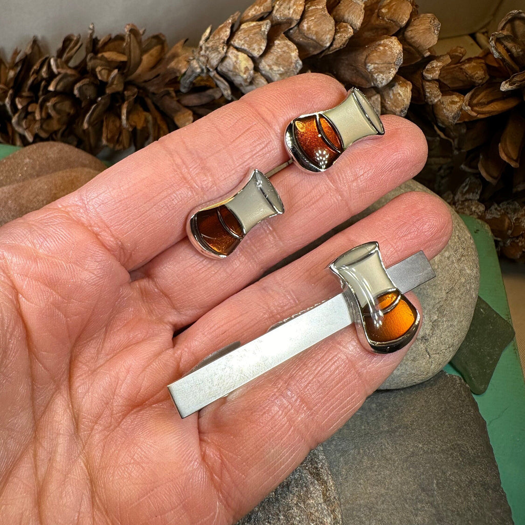 Scotch Whisky Cuff Links & Tie Clip Set