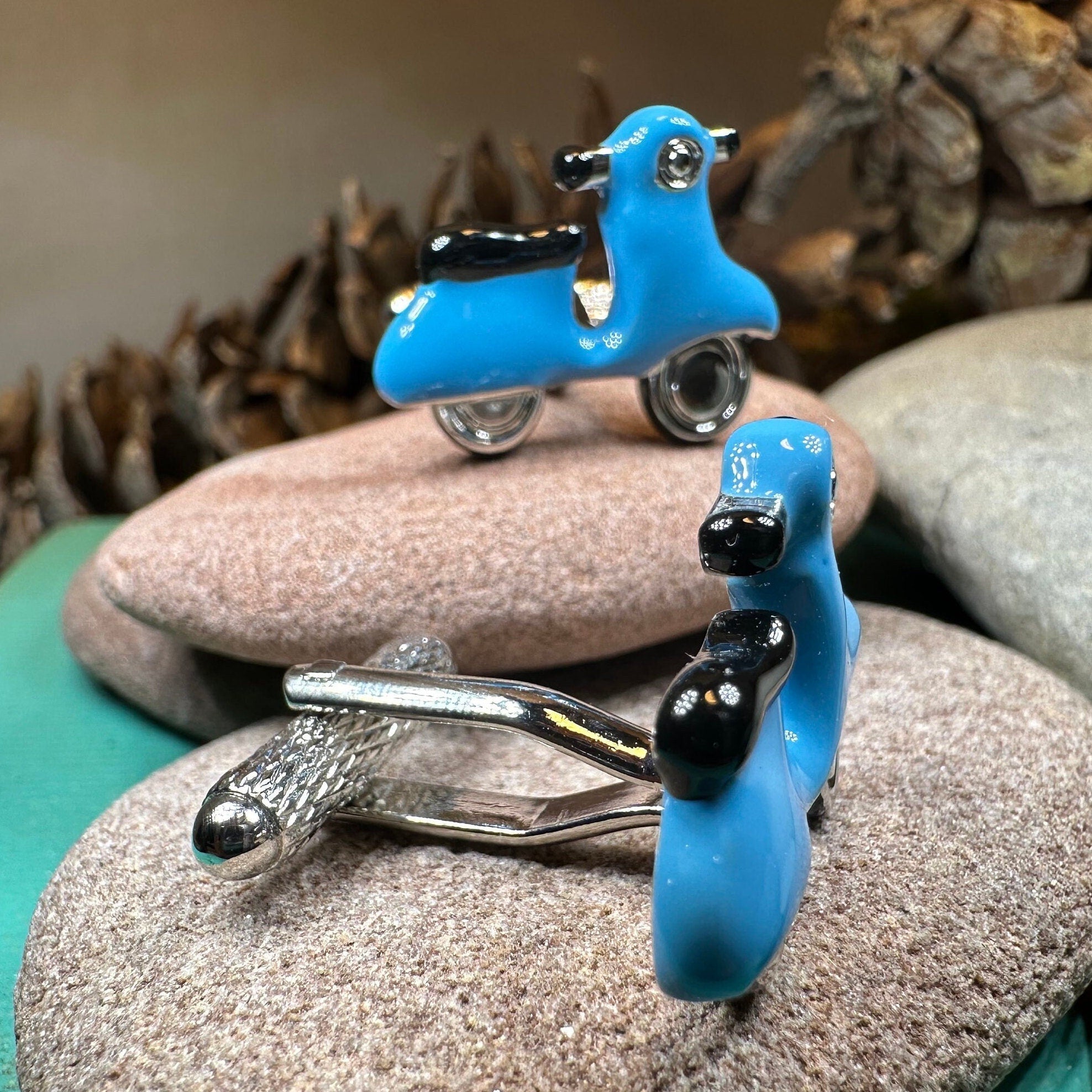 Blue Vespa Cuff Links