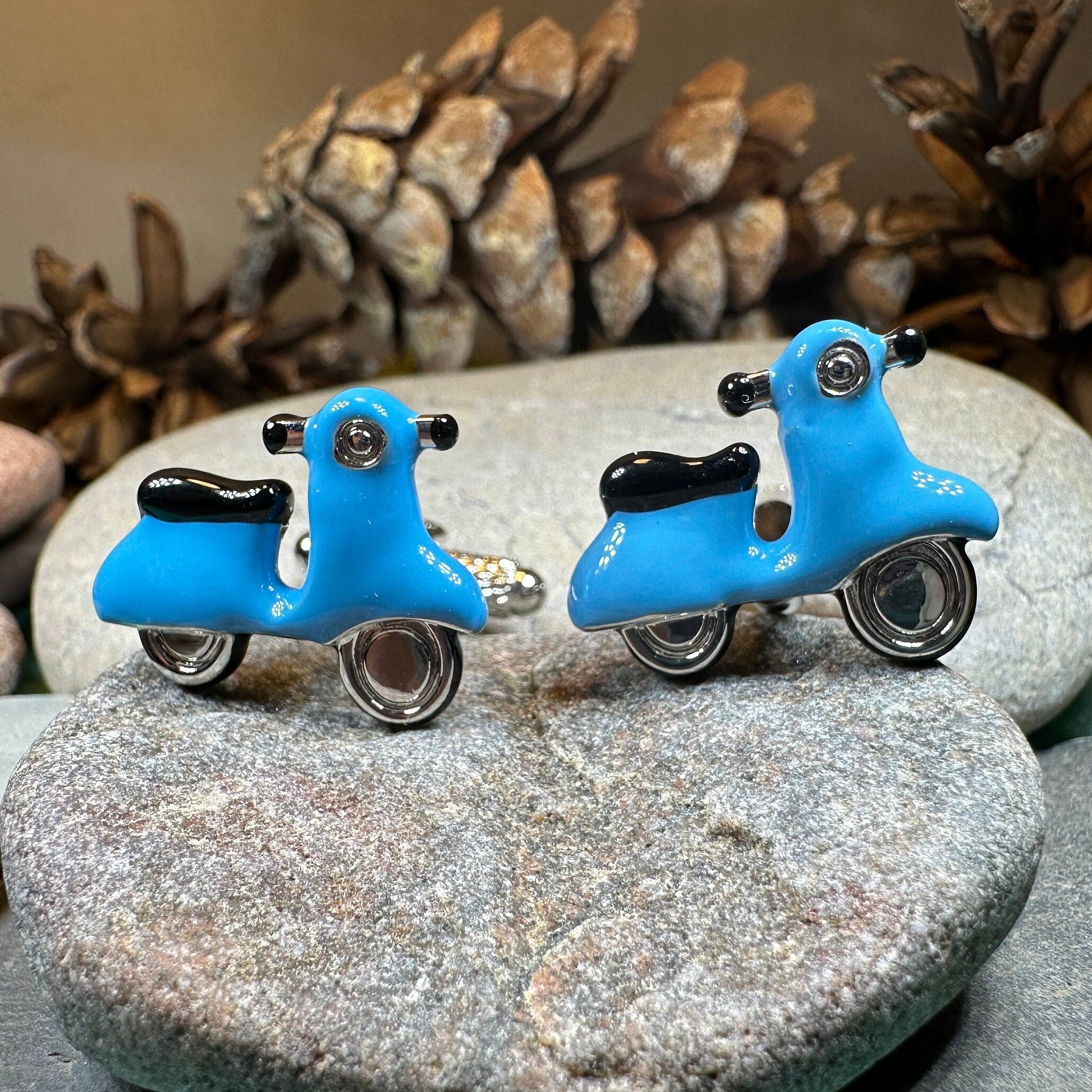 Blue Vespa Cuff Links