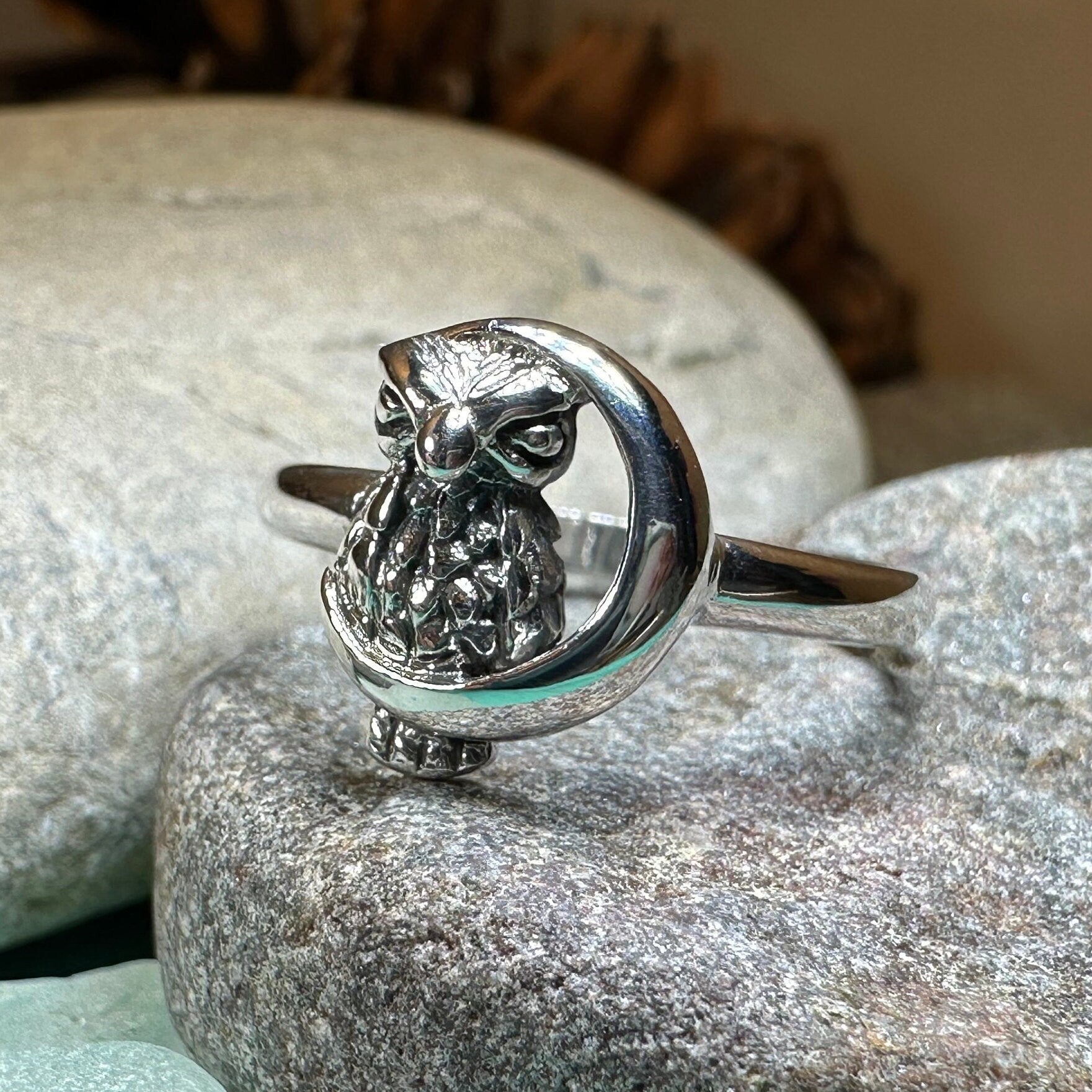 October Moon Owl Ring