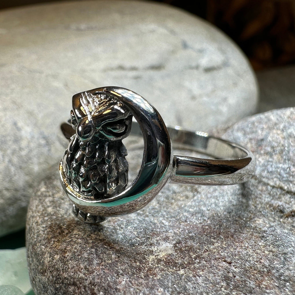 October Moon Owl Ring