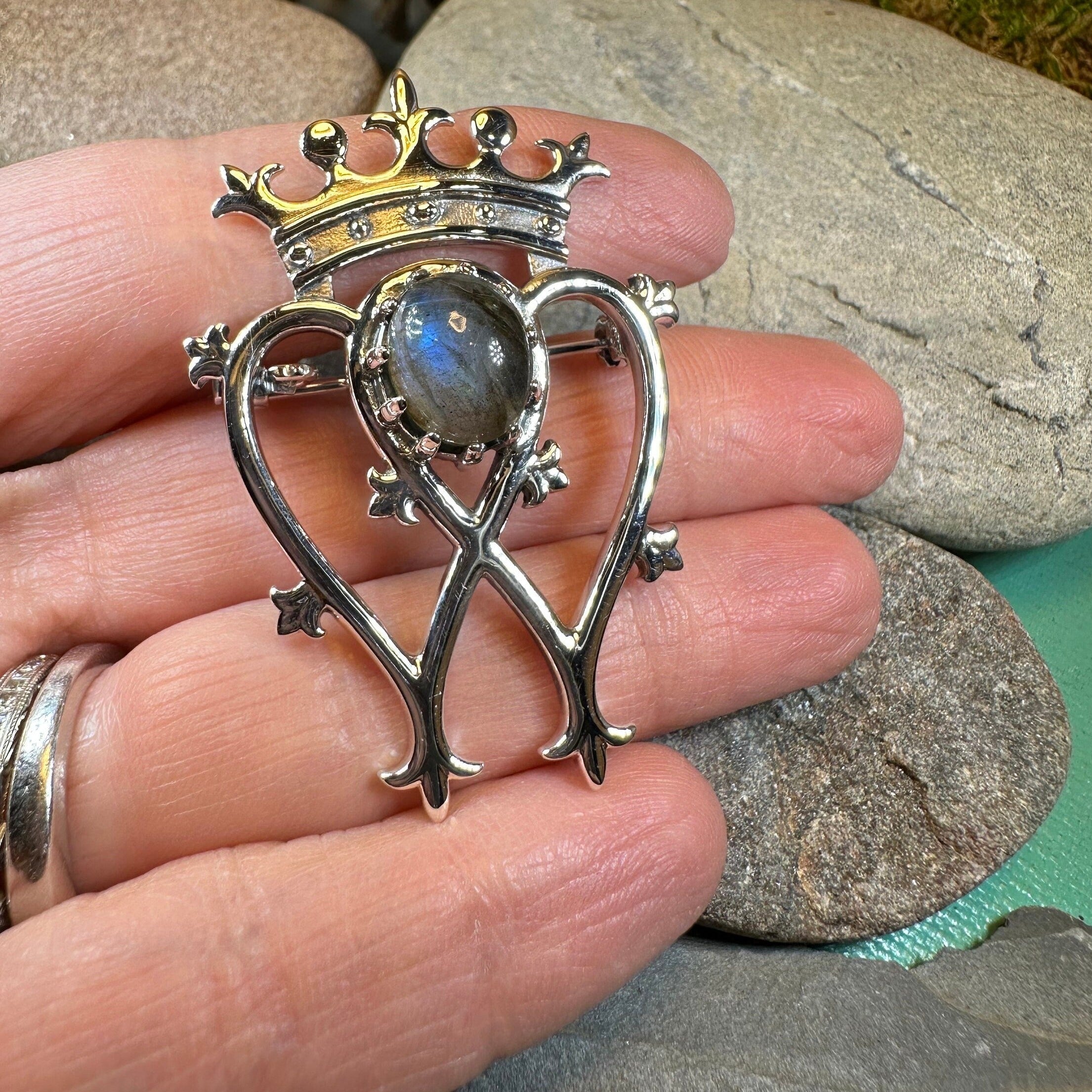 Labradorite Scottish Luckenbooth Brooch