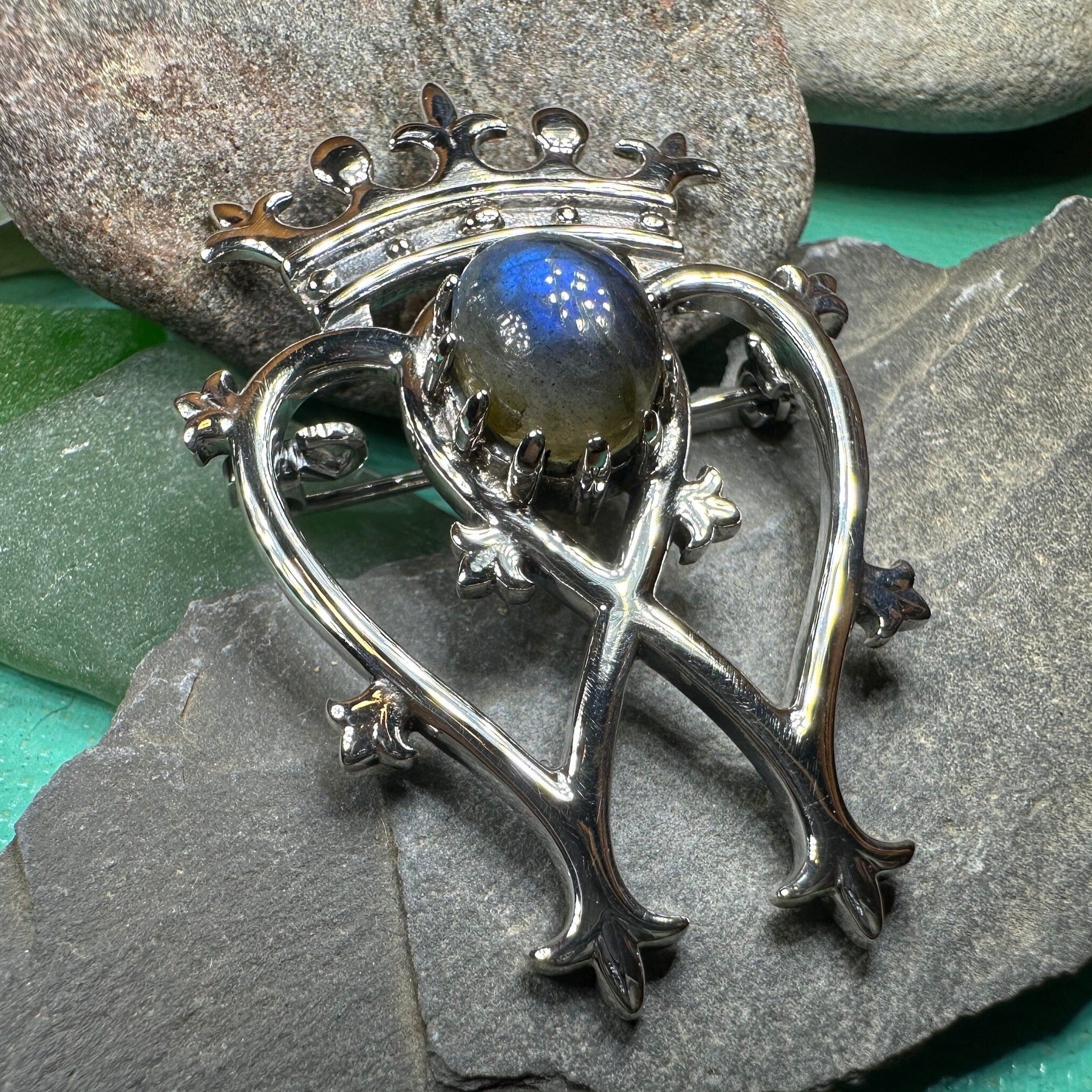 Labradorite Scottish Luckenbooth Brooch