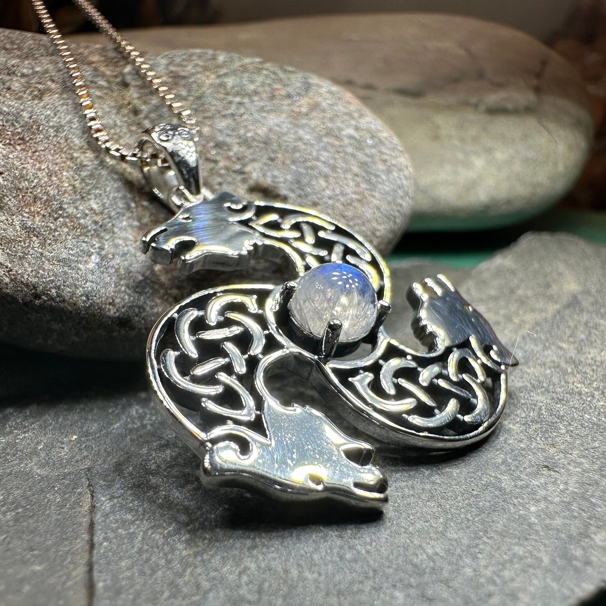 Celtic Bear Triple Spiral Necklace