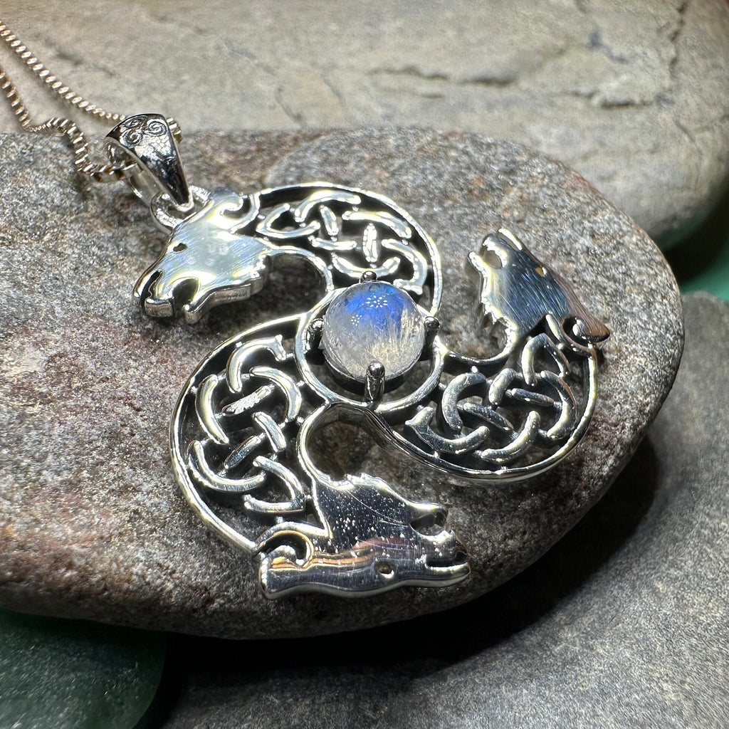 Celtic Bear Triple Spiral Necklace