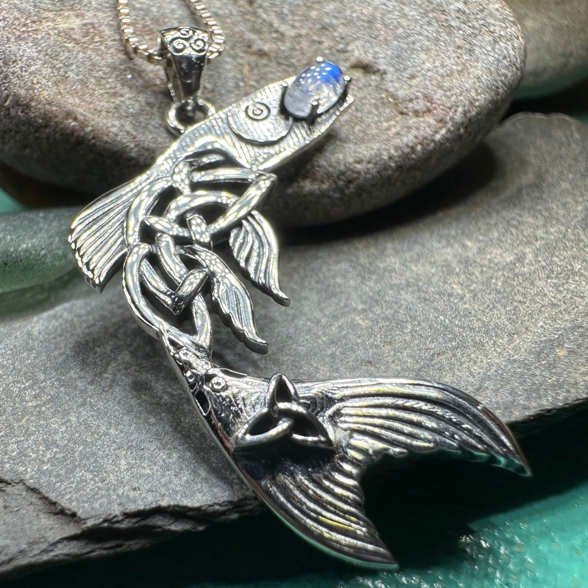 Irish Salmon of Knowledge Moonstone Necklace
