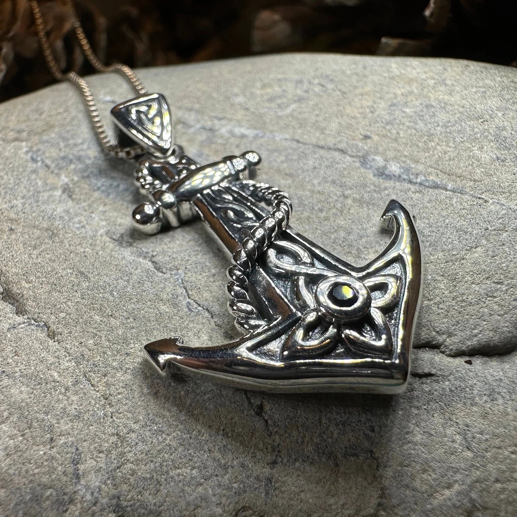 Sapphire Anchor Necklace