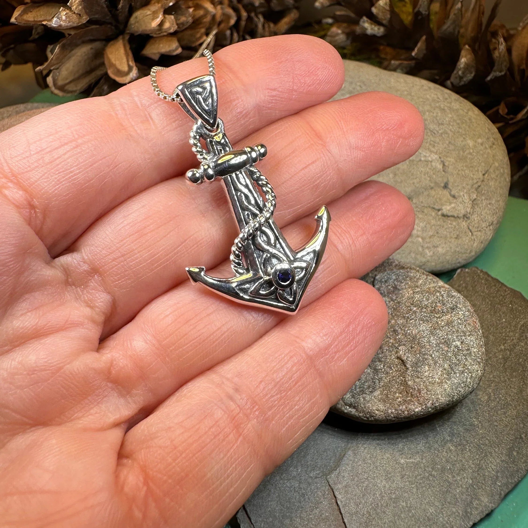 Sapphire Anchor Necklace