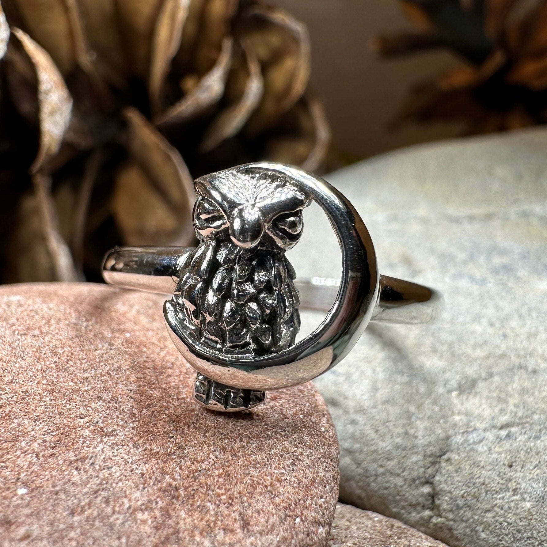 October Moon Owl Ring