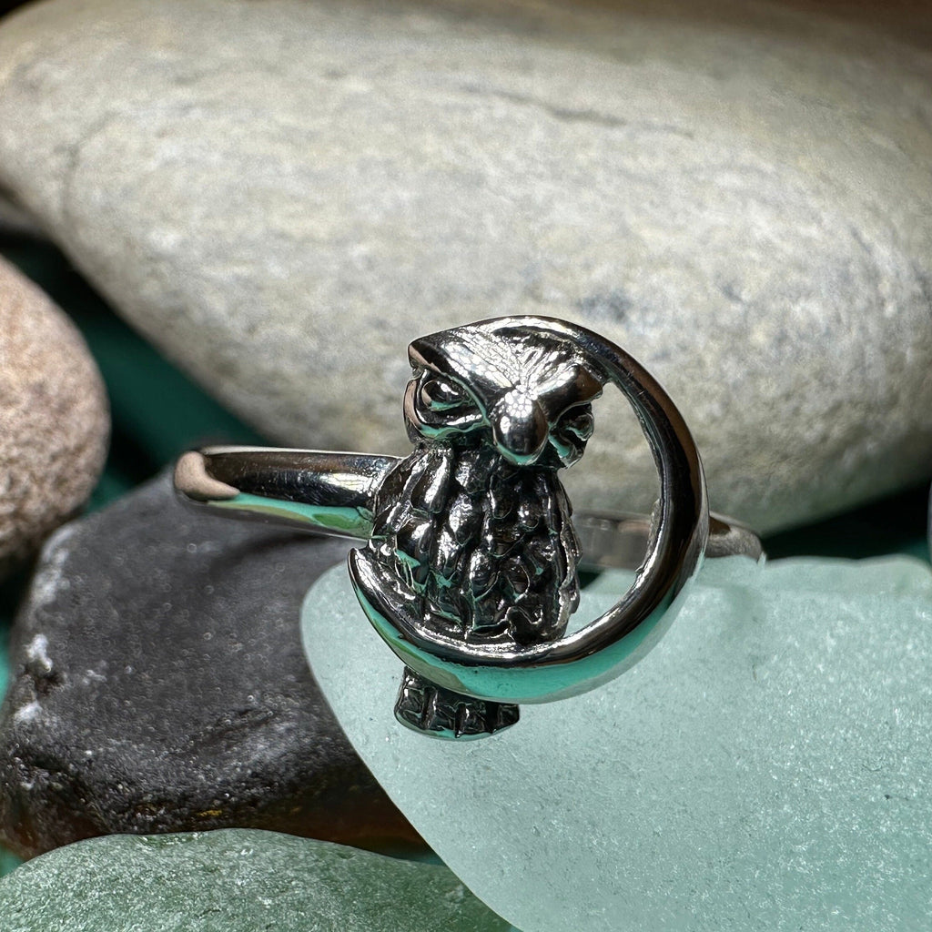 October Moon Owl Ring