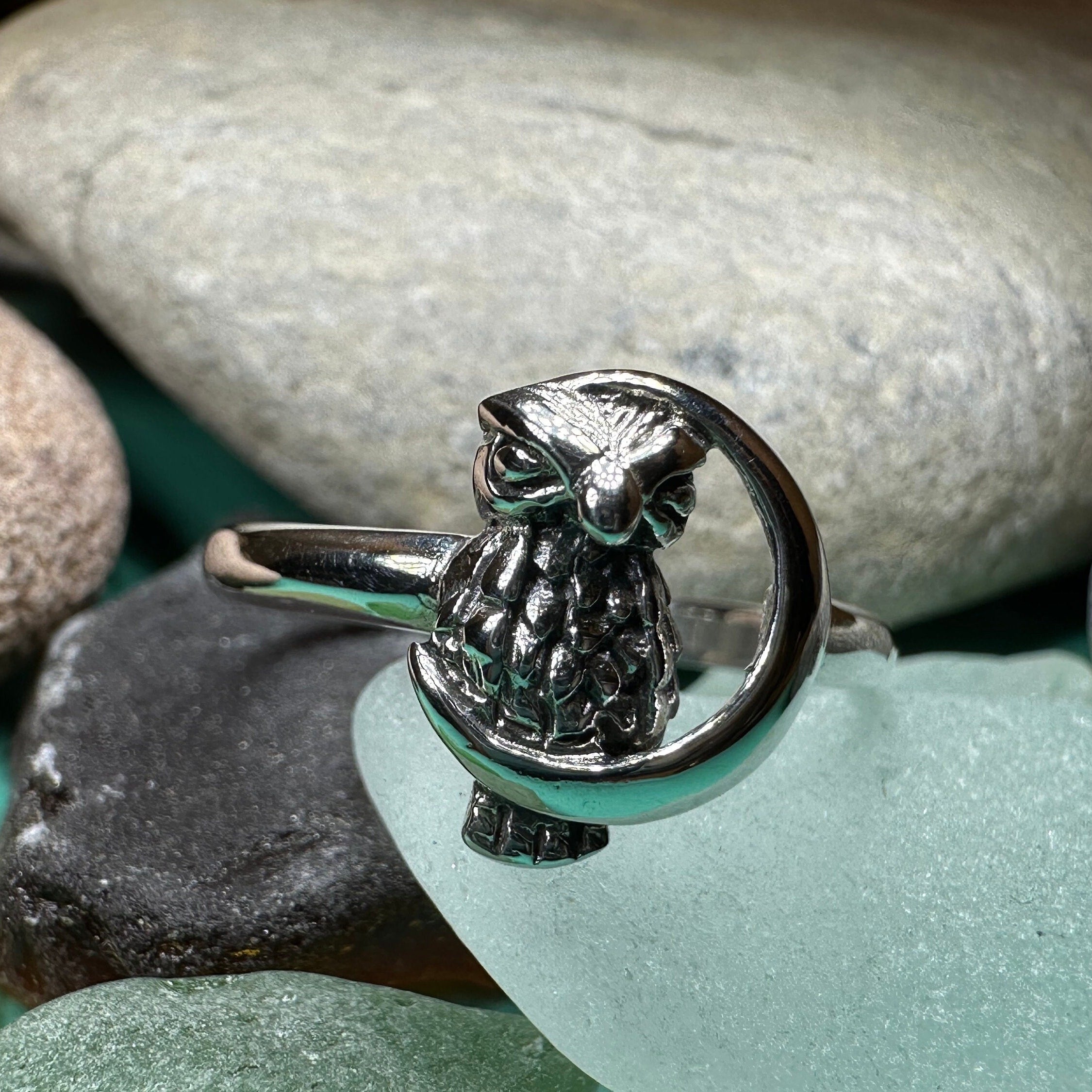 October Moon Owl Ring