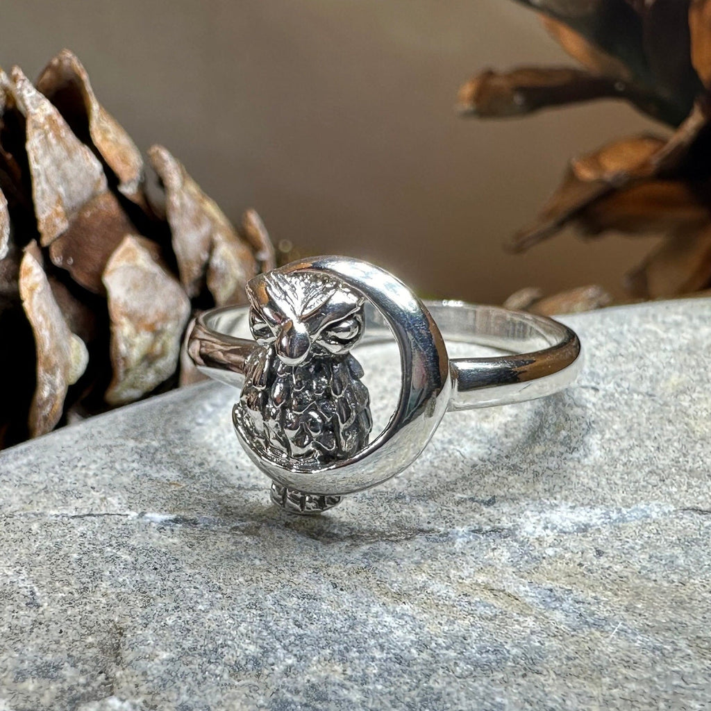 October Moon Owl Ring
