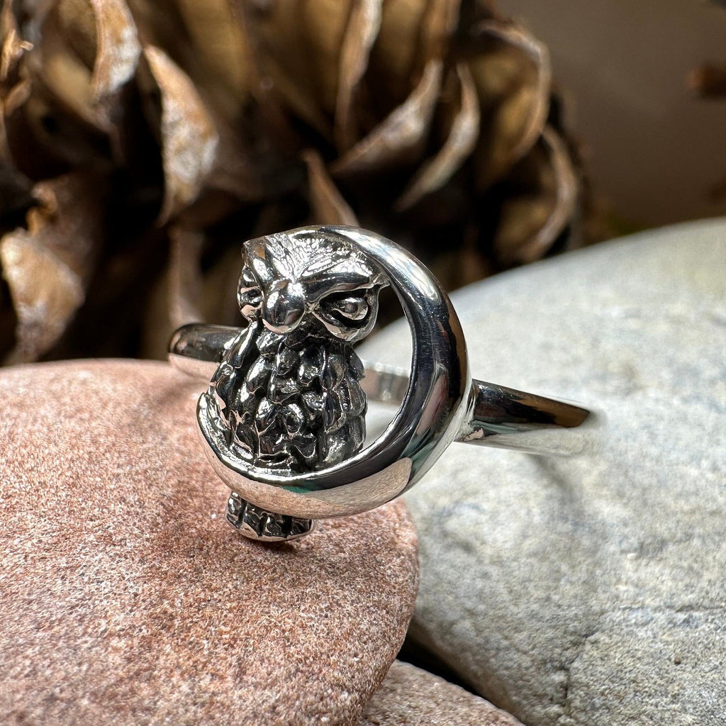 October Moon Owl Ring