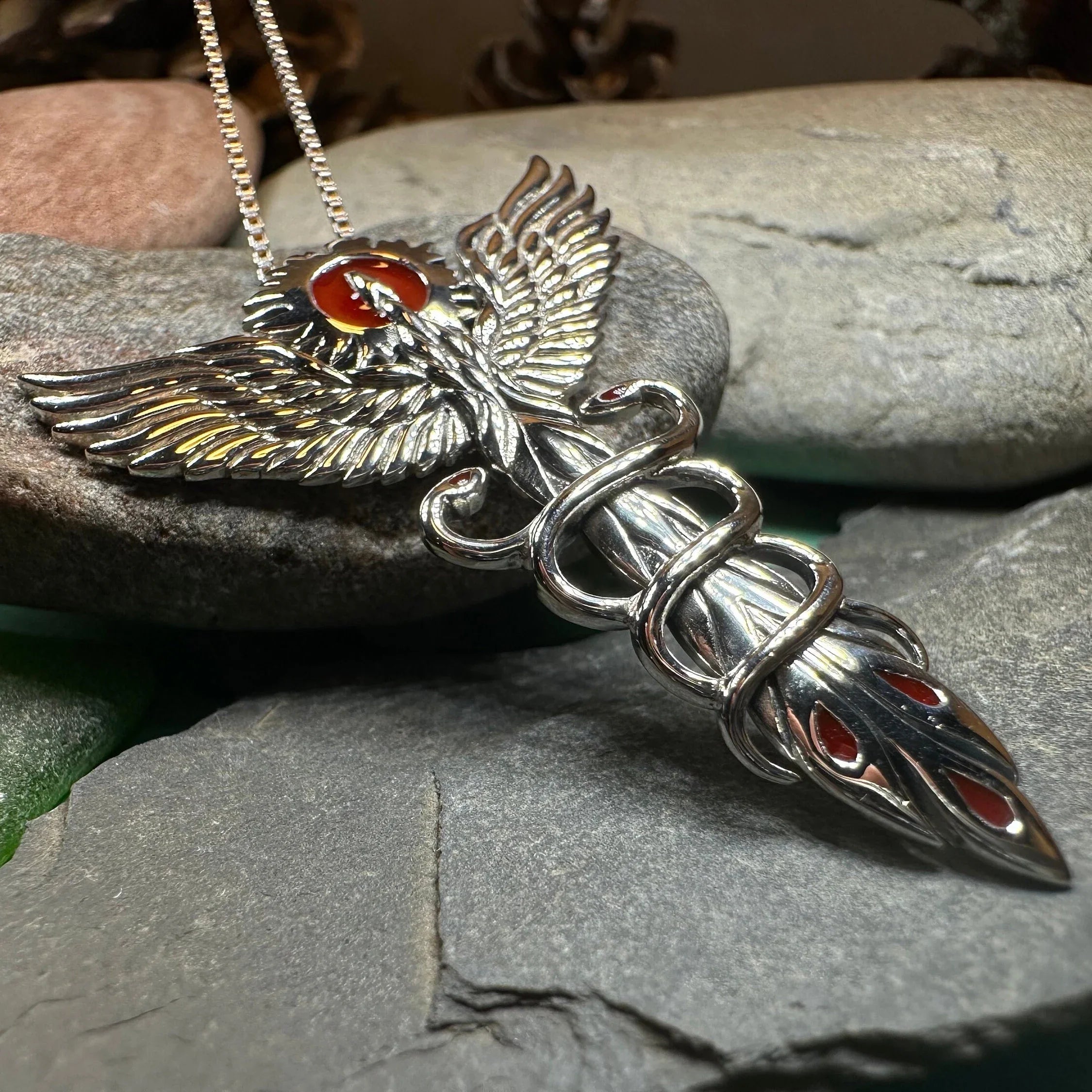 Caduceus Phoenix Necklace