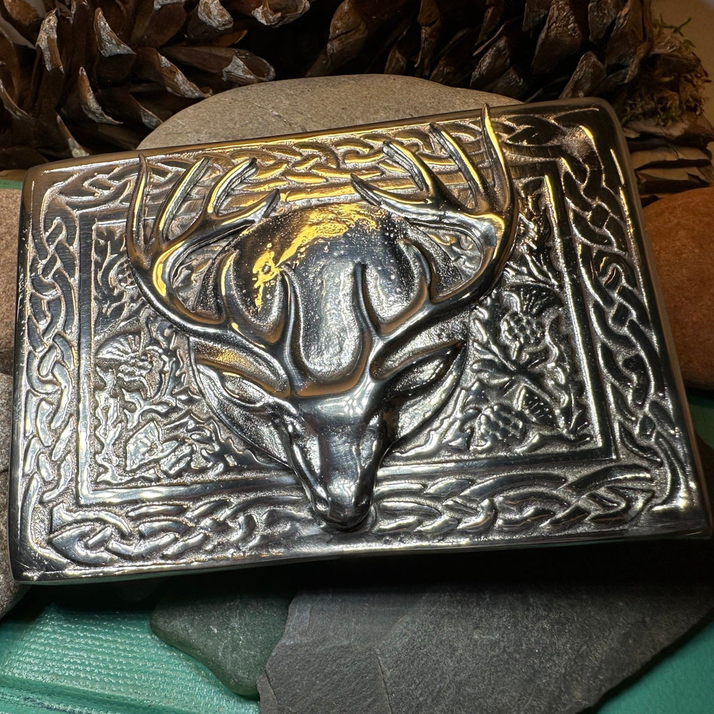 Celtic Stag Kilt Belt Buckle