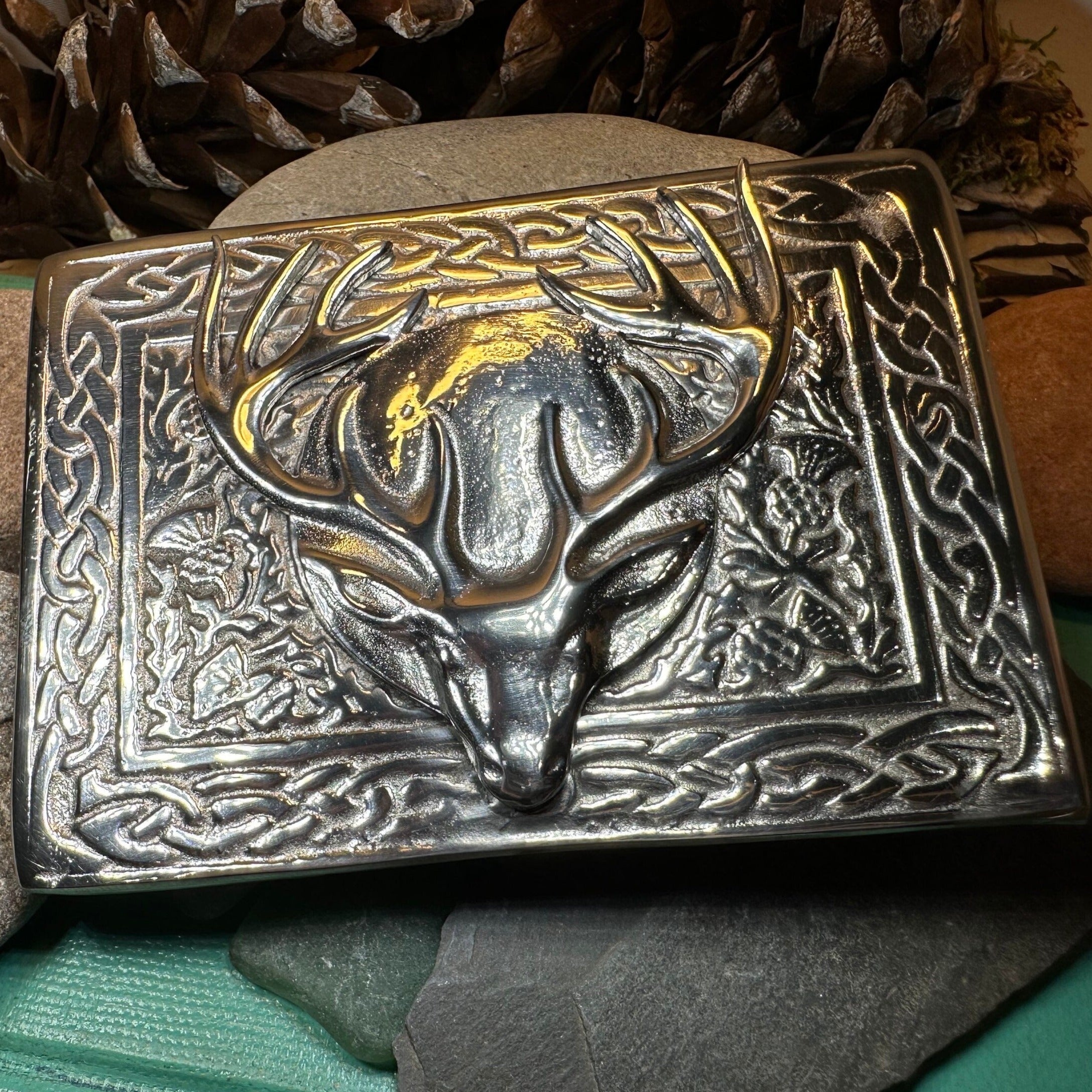 Celtic Stag Kilt Belt Buckle