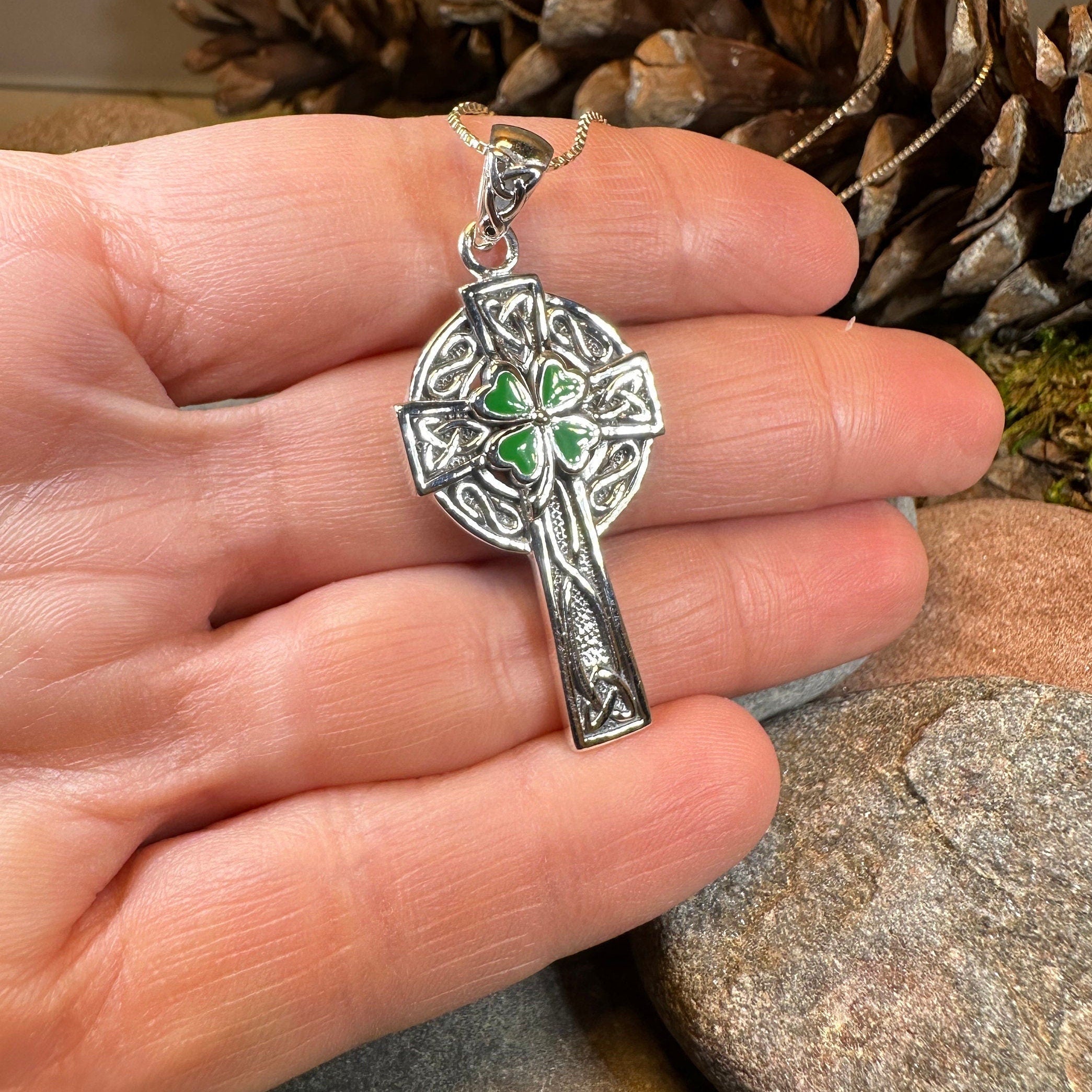 Shamrock Fields Celtic Cross Necklace