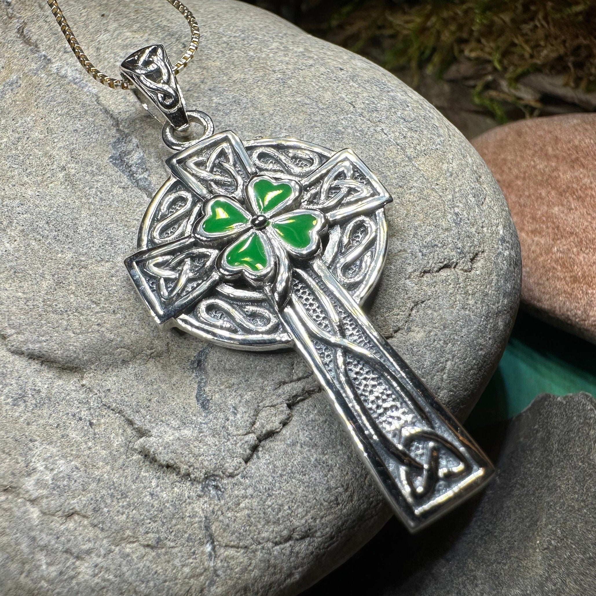 Shamrock Fields Celtic Cross Necklace