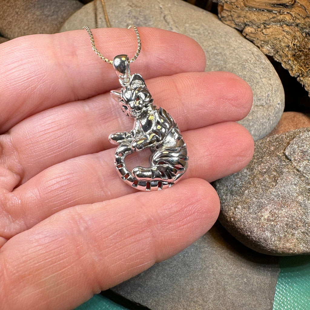 Playful Tabby Cat Necklace