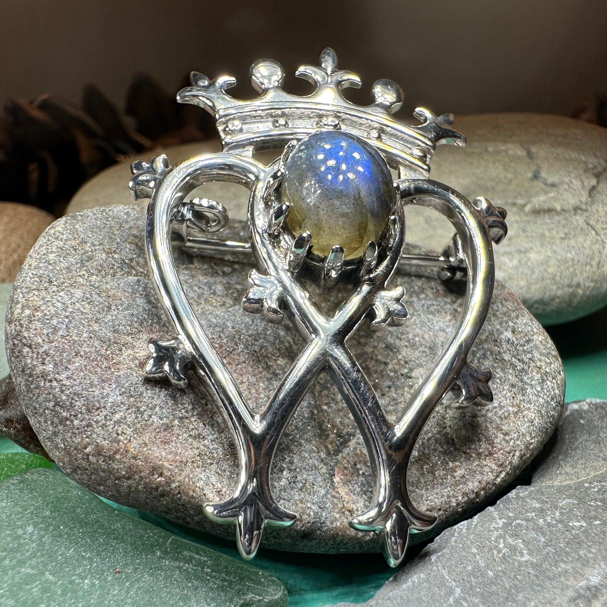 Labradorite Scottish Luckenbooth Brooch