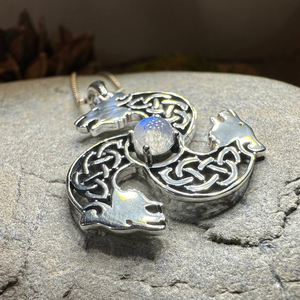 Celtic Bear Triple Spiral Necklace