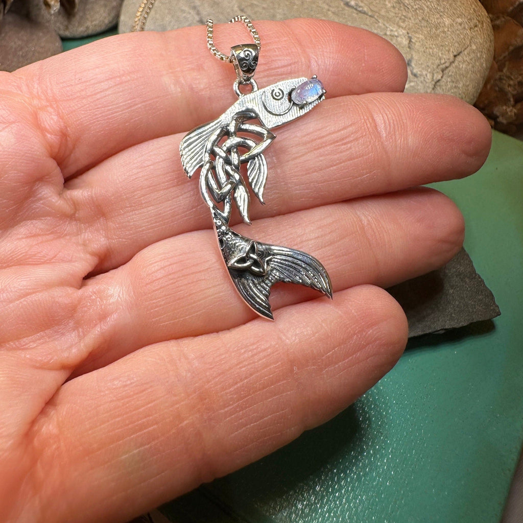 Irish Salmon of Knowledge Moonstone Necklace