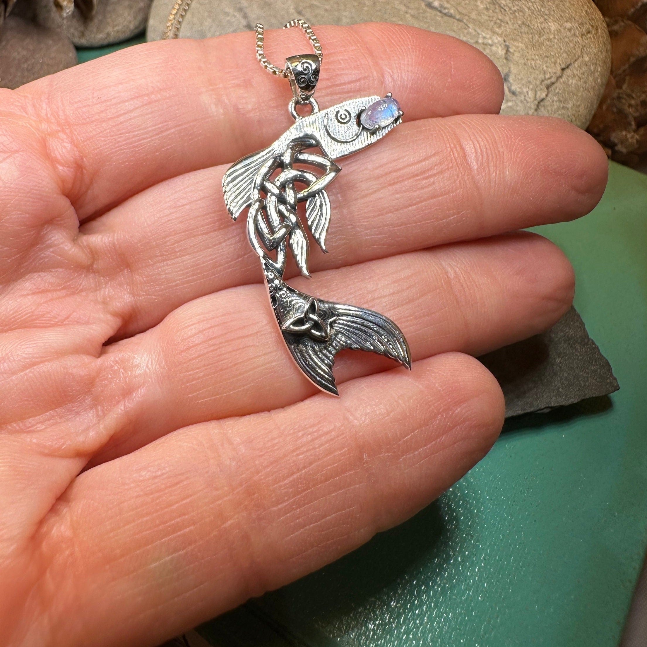 Irish Salmon of Knowledge Moonstone Necklace