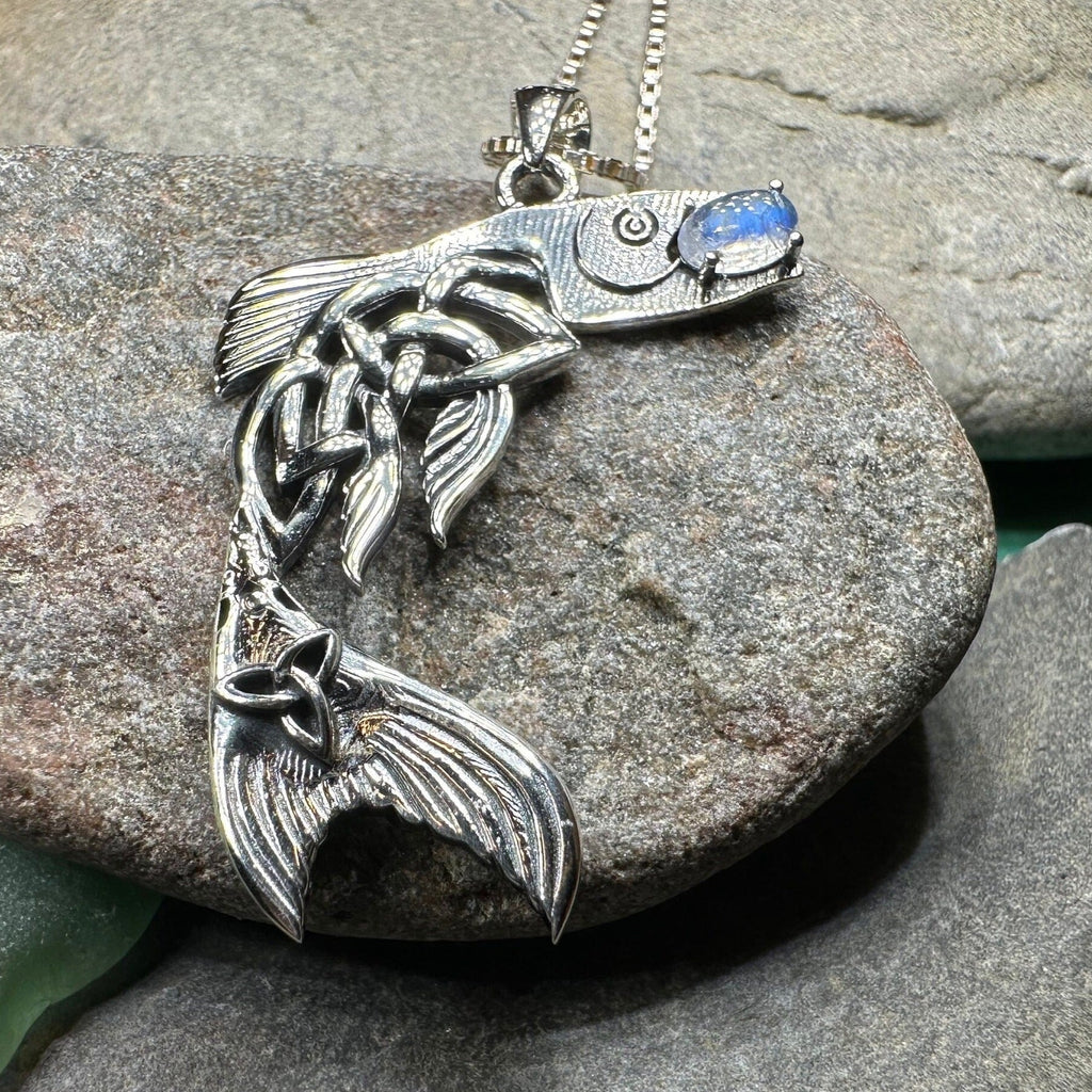 Irish Salmon of Knowledge Moonstone Necklace