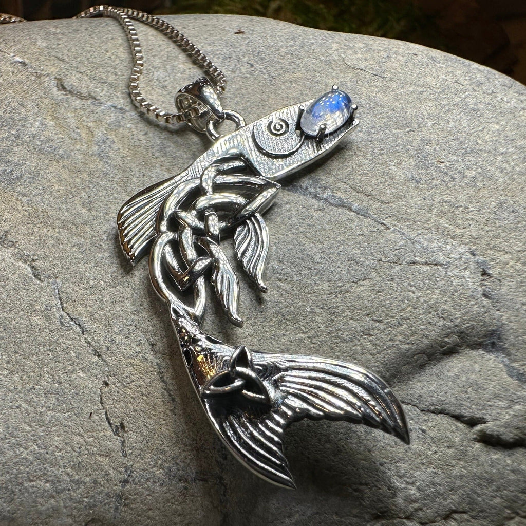 Irish Salmon of Knowledge Moonstone Necklace