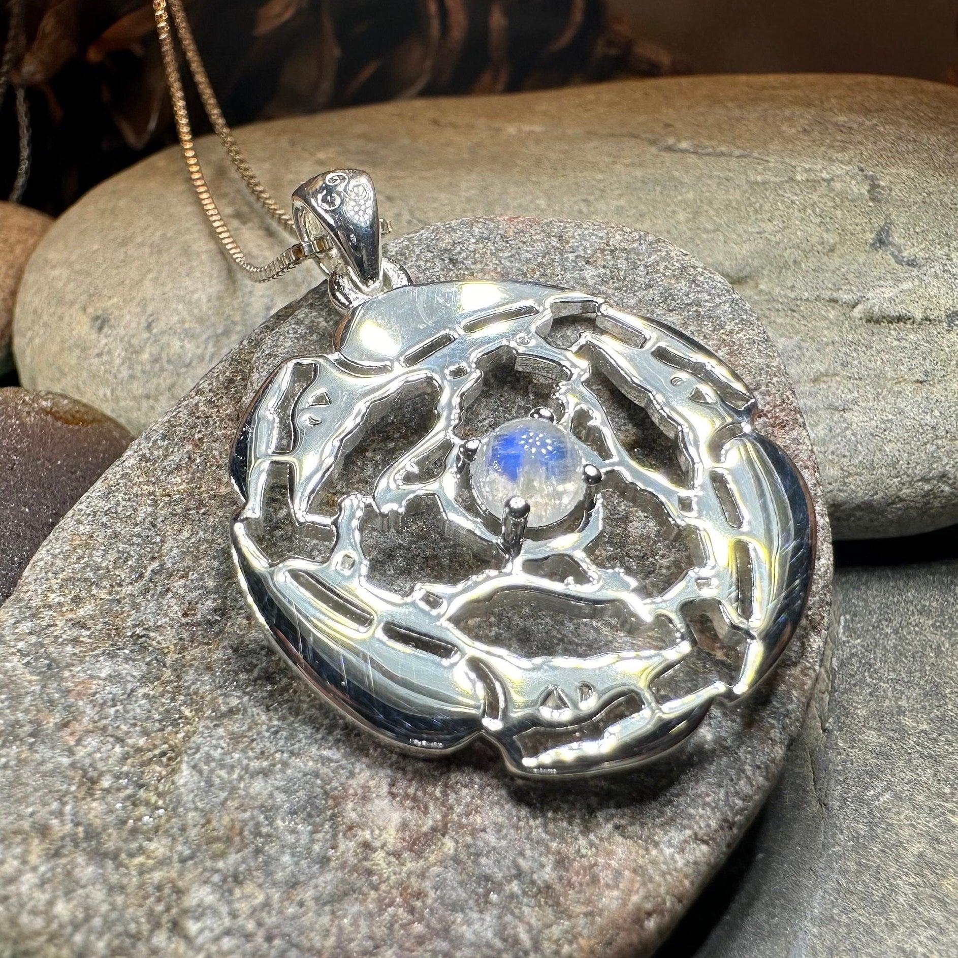 Old World Triple Raven Moonstone Necklace