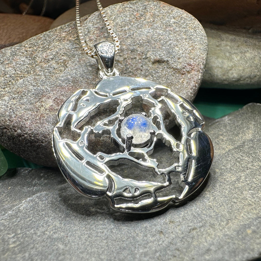 Old World Triple Raven Moonstone Necklace